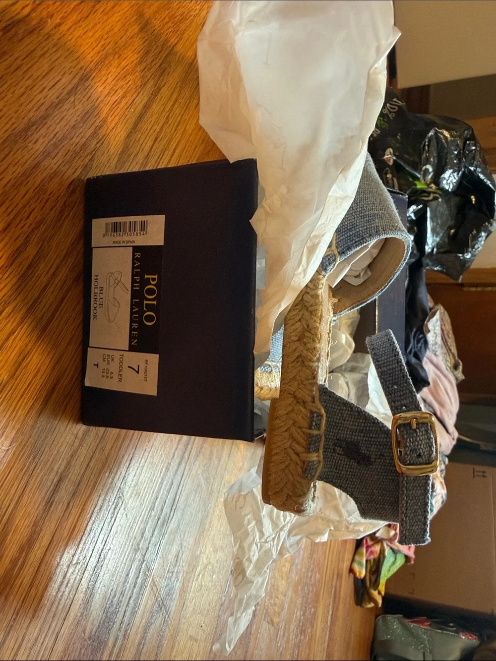 Polo by Ralph Lauren Light Blue Denim Espadrille Wedge Sandals